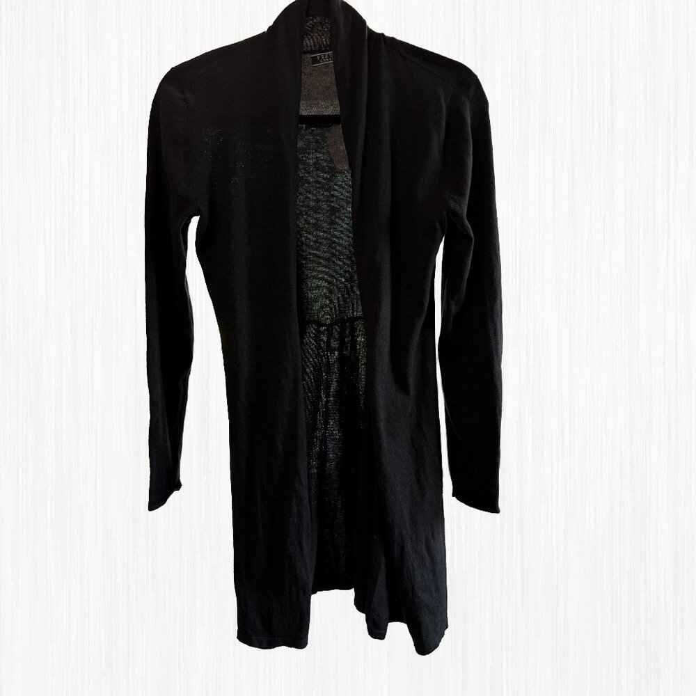 Peruvian Connection XS Black Pima Cotton Silk Long Cardigan Sweater Open Front